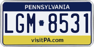 PA license plate LGM8531
