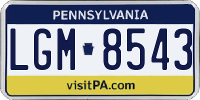 PA license plate LGM8543