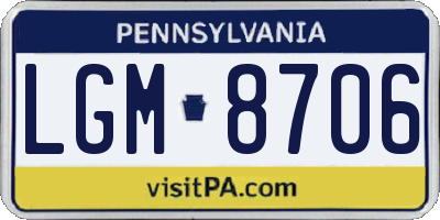 PA license plate LGM8706