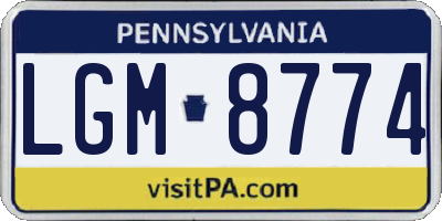 PA license plate LGM8774