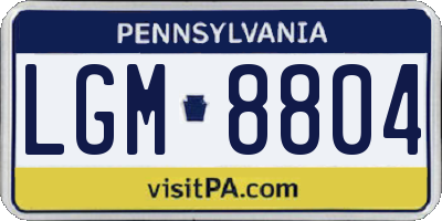 PA license plate LGM8804