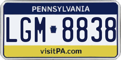PA license plate LGM8838
