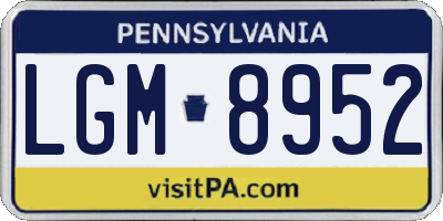PA license plate LGM8952