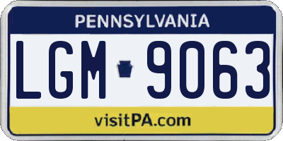 PA license plate LGM9063