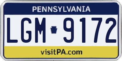 PA license plate LGM9172