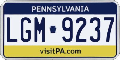 PA license plate LGM9237