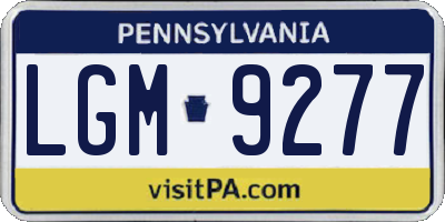 PA license plate LGM9277