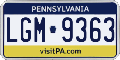 PA license plate LGM9363