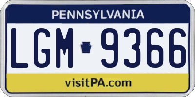PA license plate LGM9366