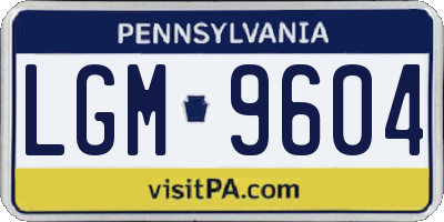 PA license plate LGM9604