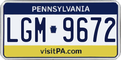 PA license plate LGM9672