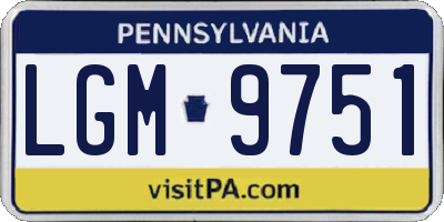 PA license plate LGM9751