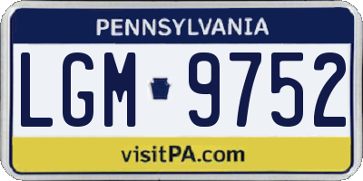 PA license plate LGM9752