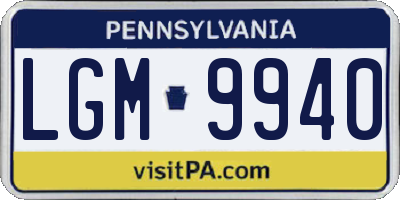 PA license plate LGM9940