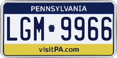 PA license plate LGM9966