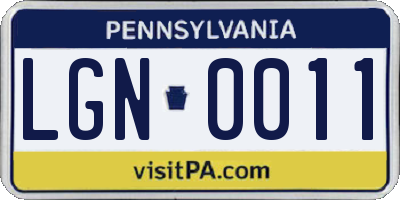 PA license plate LGN0011