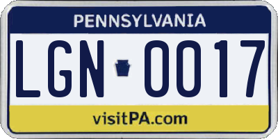 PA license plate LGN0017