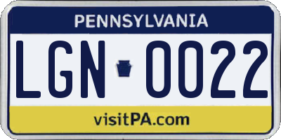 PA license plate LGN0022
