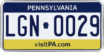 PA license plate LGN0029