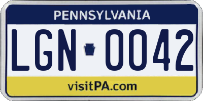 PA license plate LGN0042
