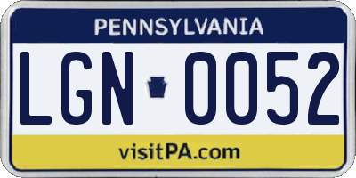 PA license plate LGN0052