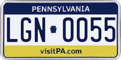 PA license plate LGN0055
