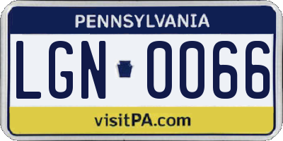 PA license plate LGN0066
