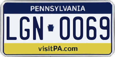 PA license plate LGN0069