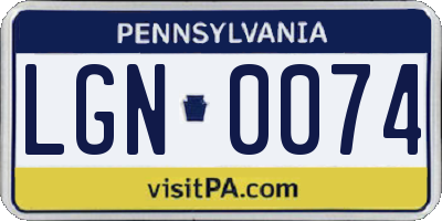 PA license plate LGN0074