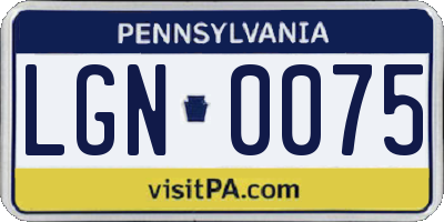 PA license plate LGN0075