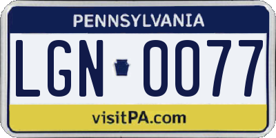 PA license plate LGN0077
