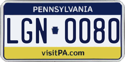 PA license plate LGN0080