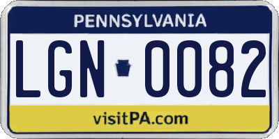 PA license plate LGN0082