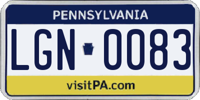 PA license plate LGN0083