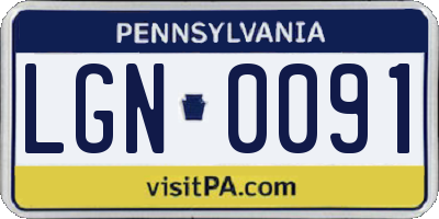 PA license plate LGN0091