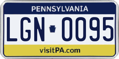 PA license plate LGN0095