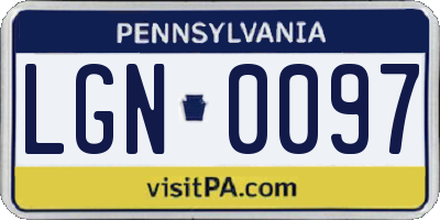 PA license plate LGN0097