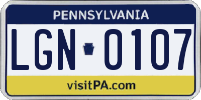 PA license plate LGN0107
