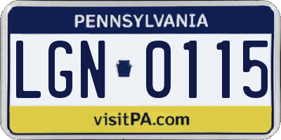PA license plate LGN0115