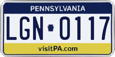 PA license plate LGN0117