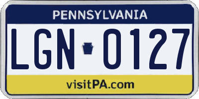 PA license plate LGN0127