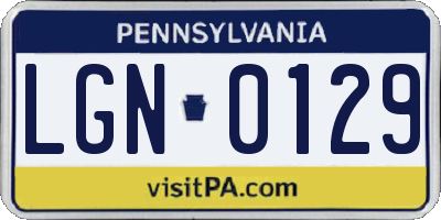 PA license plate LGN0129