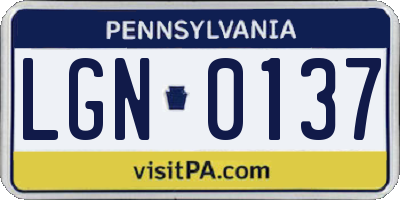 PA license plate LGN0137