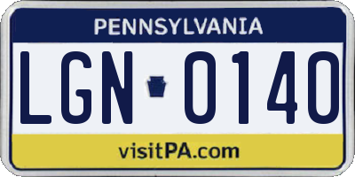 PA license plate LGN0140