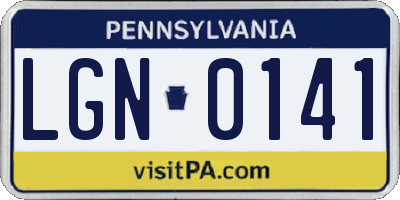 PA license plate LGN0141
