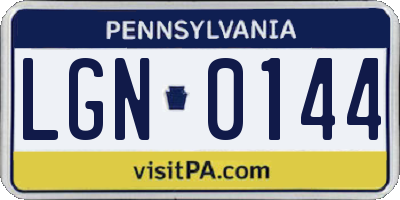 PA license plate LGN0144