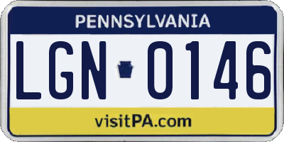 PA license plate LGN0146