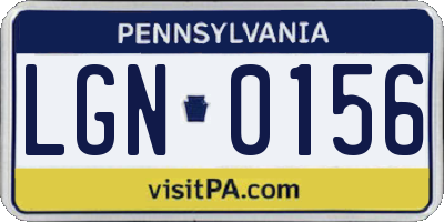 PA license plate LGN0156