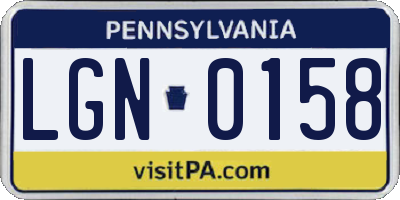 PA license plate LGN0158