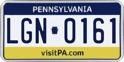 PA license plate LGN0161